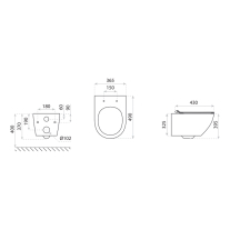 Set WC suspendat Spectrum, Trendi Slim Gold White, rimless, cu capac, 36.5 x 49 cm, auriu-alb